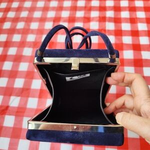 Cabrelli Navy Blue Velvet Evening Shoulder Box Bag